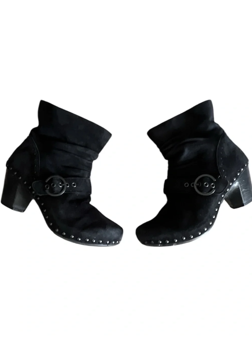 Dansko Y2K Black Suede Studded Ankle Bootie with Buckle 38
